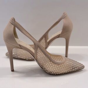 Jessica Simpson Elegant Beige Sparkle Mesh Women's Heels